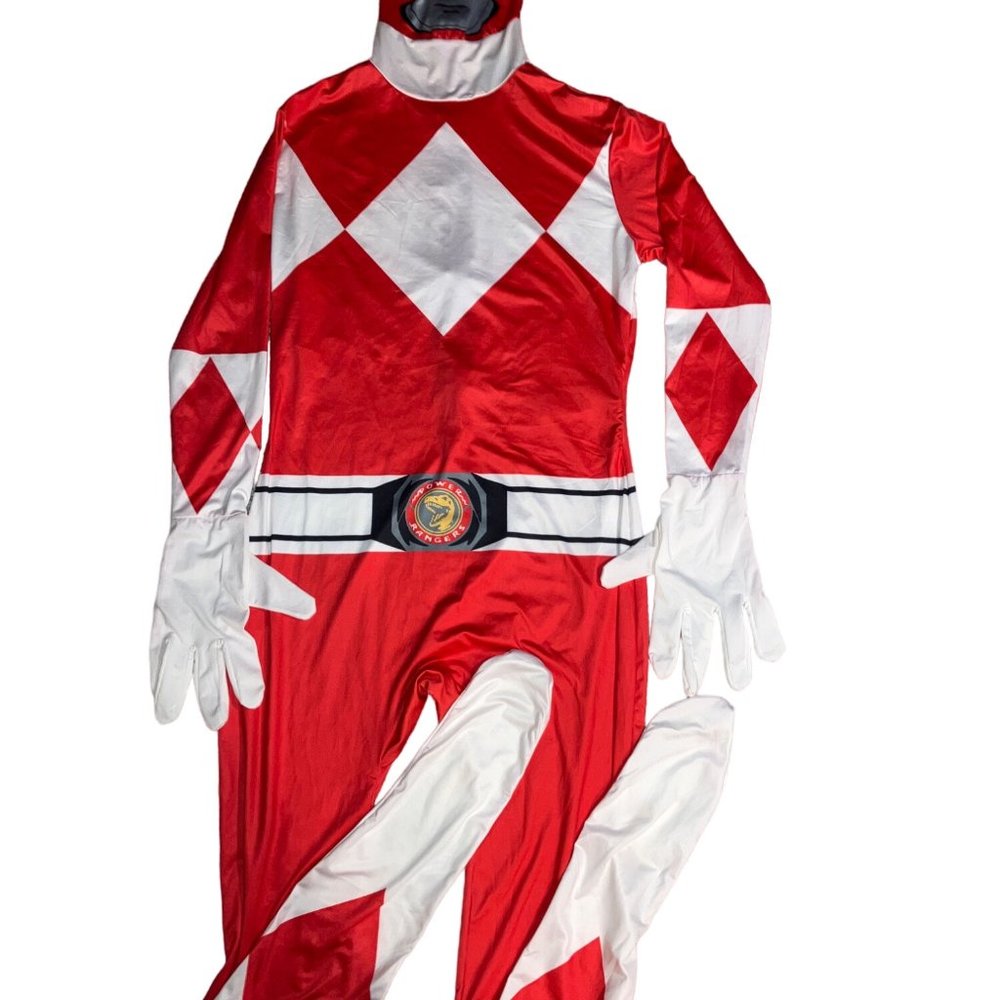 Adult Red Power Ranger Morphsuit Mens Superhero - Picture 7 of 13